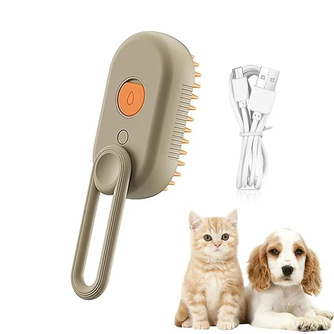 Dog Grooming Brush Steam-Powered Removable Fur Collector