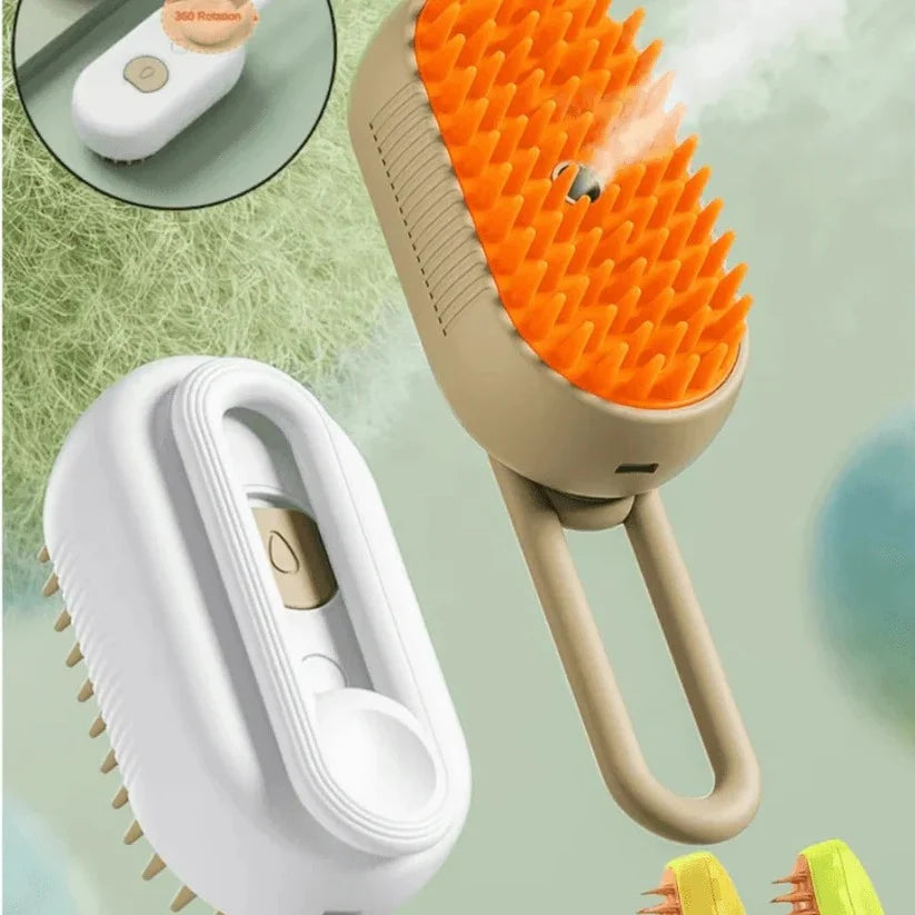 Dog Grooming Brush Steam-Powered Removable Fur Collector