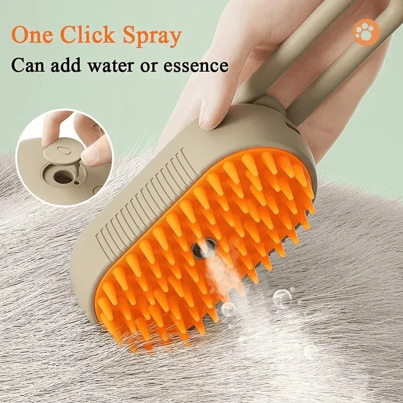 Dog Grooming Brush Steam-Powered Removable Fur Collector