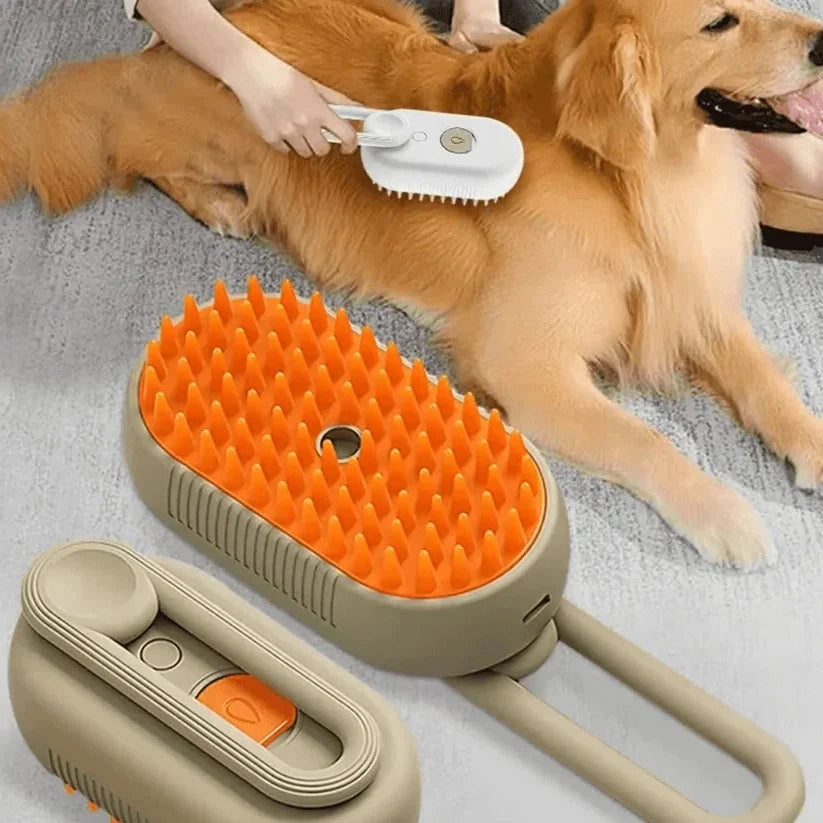 Dog Grooming Brush Steam-Powered Removable Fur Collector
