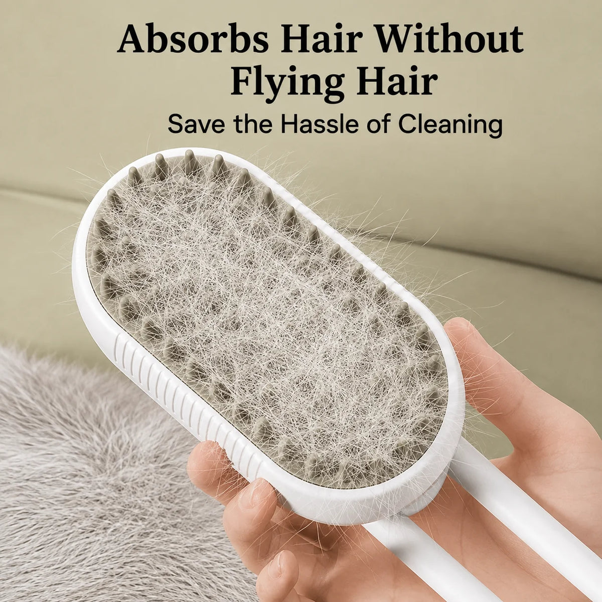 Dog Grooming Brush Steam-Powered Removable Fur Collector