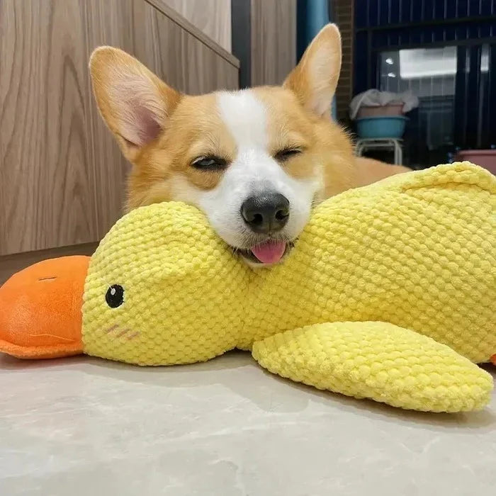Dog Toy Duck-Shaped Plush Low-Pitch Squeaker Reinforced Seams