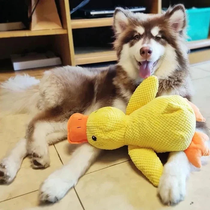 Dog Toy Duck-Shaped Plush Low-Pitch Squeaker Reinforced Seams