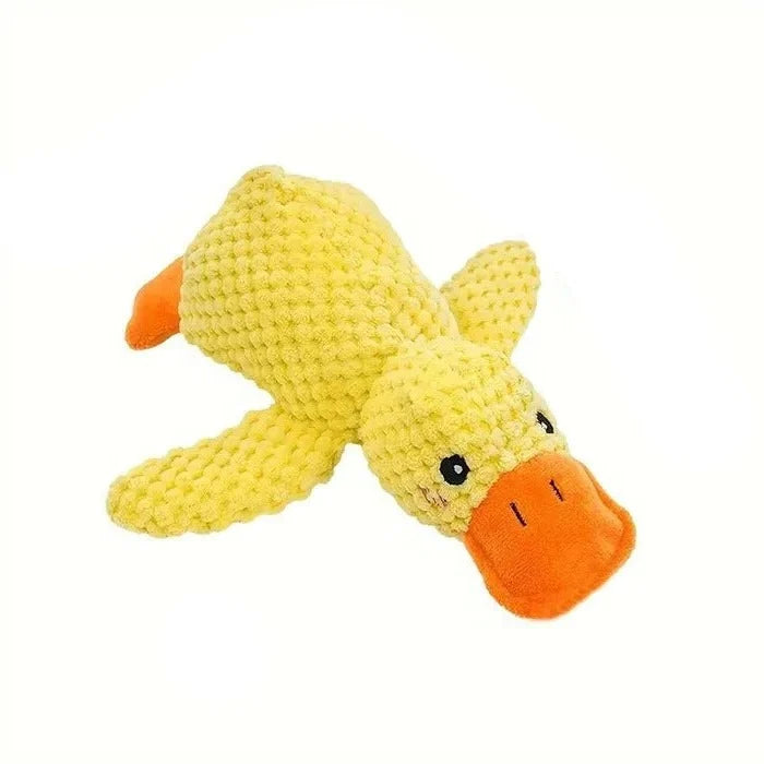 Dog Toy Duck-Shaped Plush Low-Pitch Squeaker Reinforced Seams