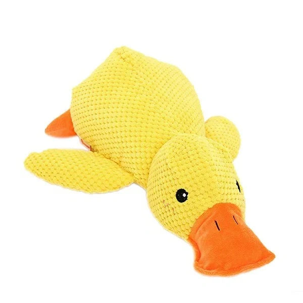 Dog Toy Duck-Shaped Plush Low-Pitch Squeaker Reinforced Seams