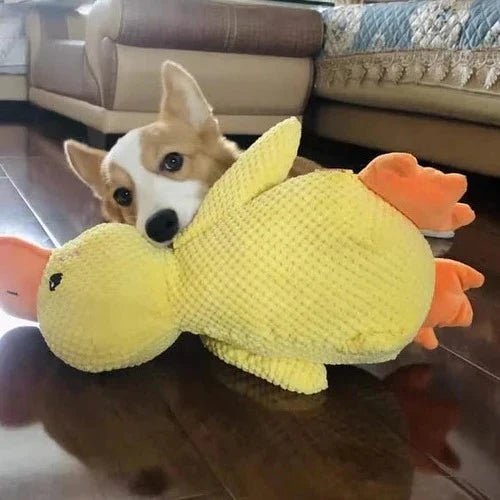 Dog Toy Duck-Shaped Plush Low-Pitch Squeaker Reinforced Seams