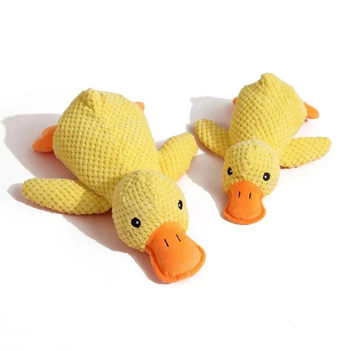 Dog Toy Duck-Shaped Plush Low-Pitch Squeaker Reinforced Seams