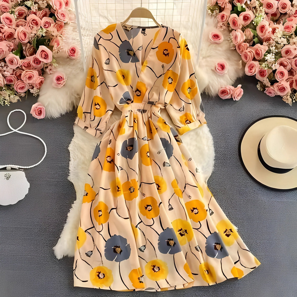 Dress Floral Chiffon Empire Waist