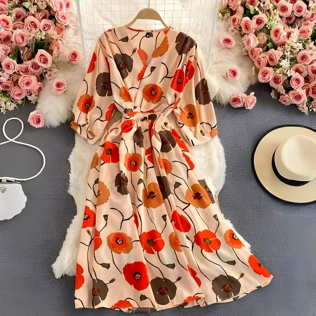 Dress Floral Chiffon Empire Waist