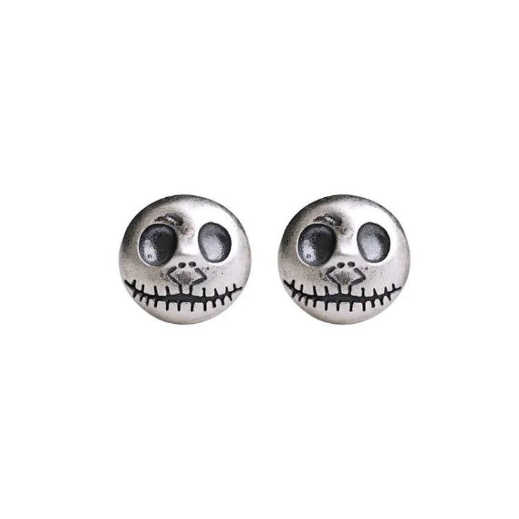 Earrings 925 Sterling Silver Handcrafted Pumpkin Skull