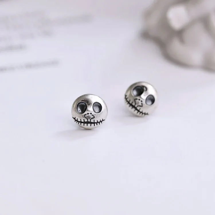 Earrings 925 Sterling Silver Handcrafted Pumpkin Skull