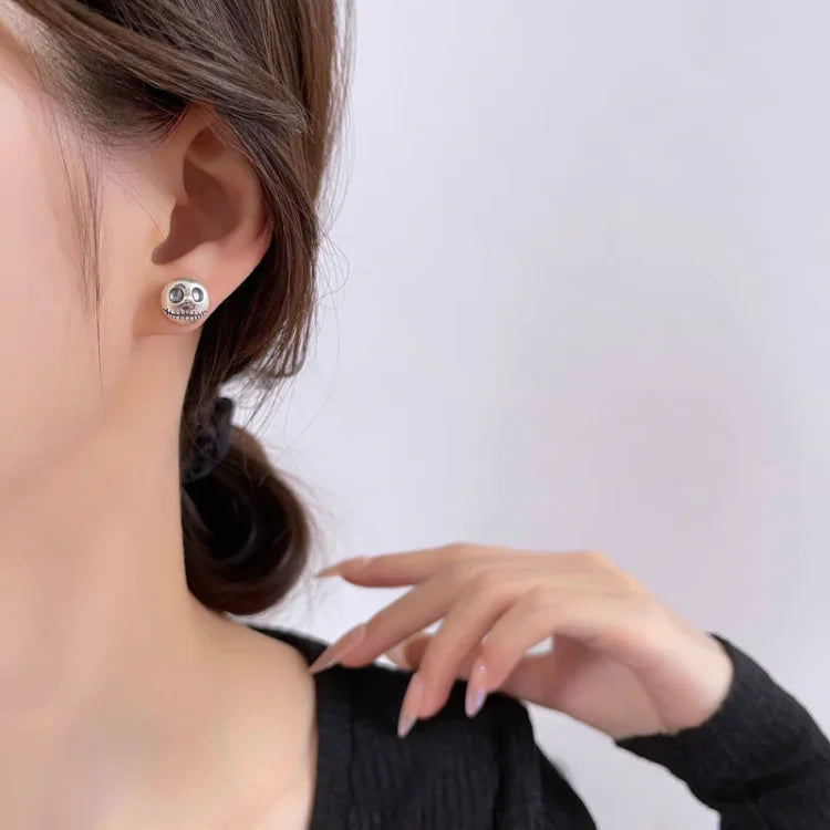 Earrings 925 Sterling Silver Handcrafted Pumpkin Skull