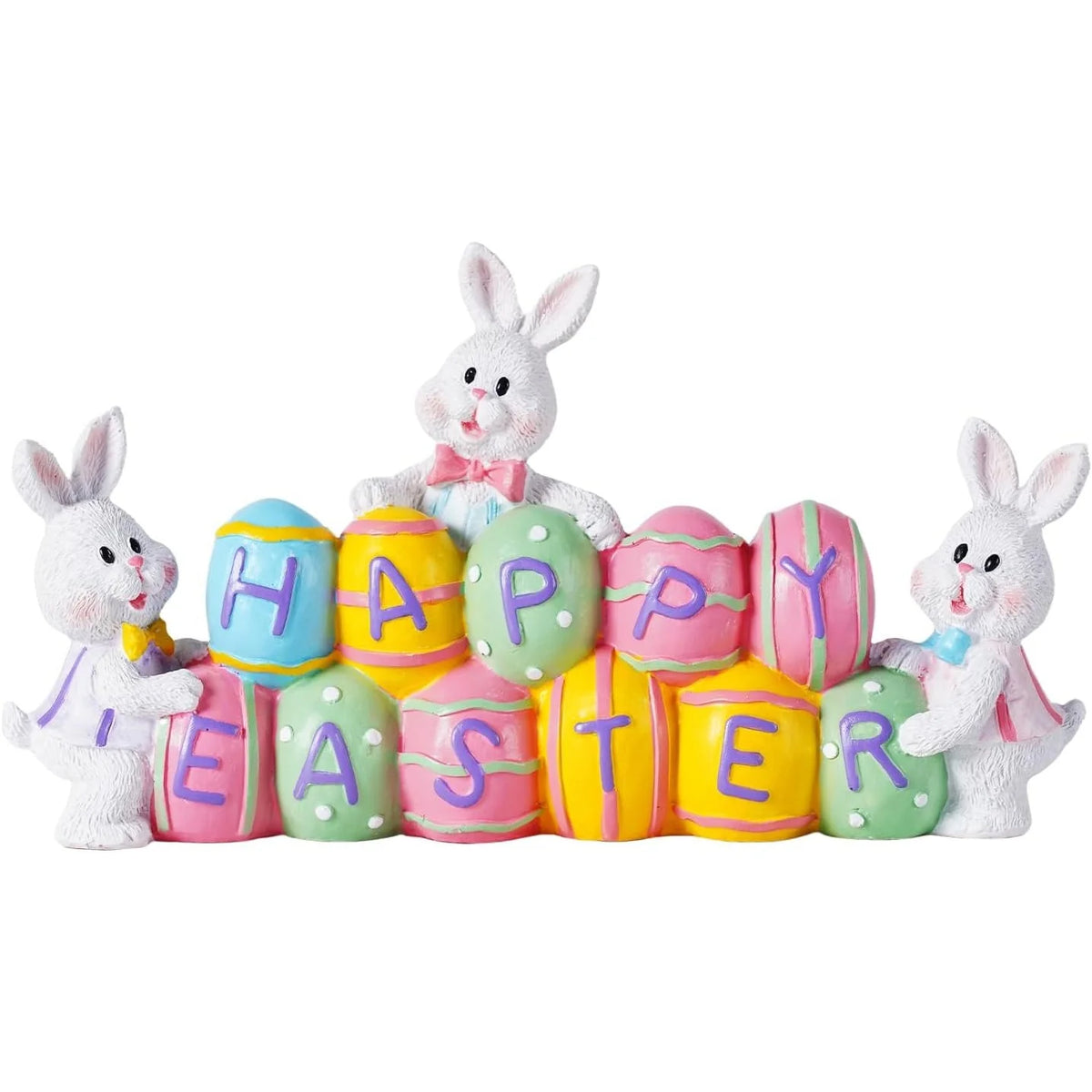 Easter Bunny Centerpiece Hand-Painted Resin Stable Base