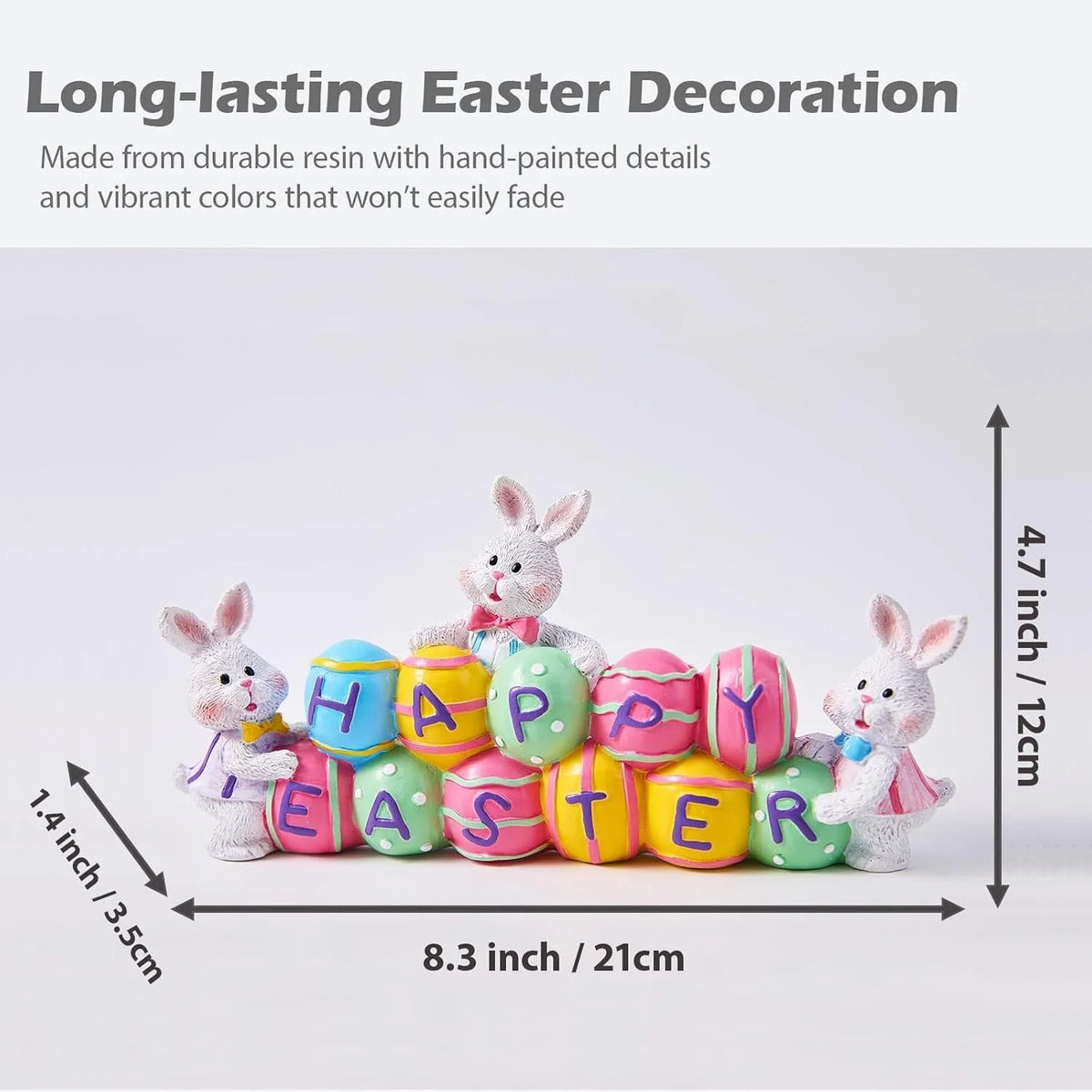 Easter Bunny Centerpiece Hand-Painted Resin Stable Base