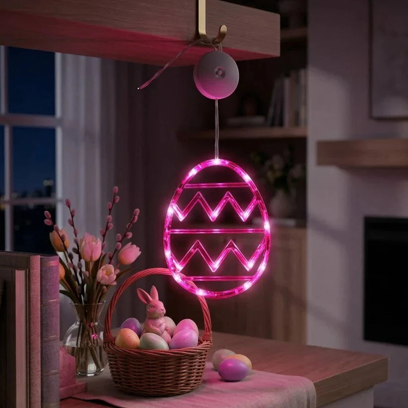 Easter Egg String Lights Battery Powered Suction Cup Mount