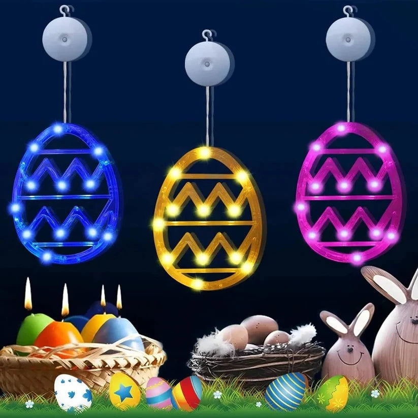 Easter Egg String Lights Battery Powered Suction Cup Mount