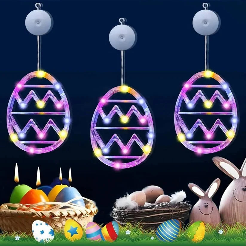 Easter Egg String Lights Battery Powered Suction Cup Mount
