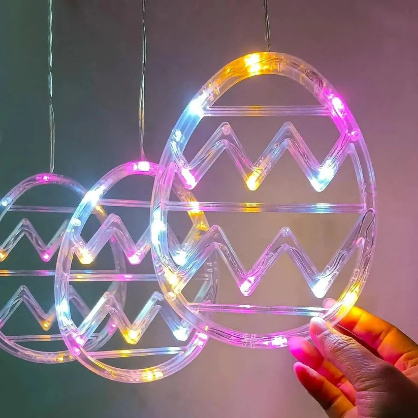 Easter Egg String Lights Battery Powered Suction Cup Mount