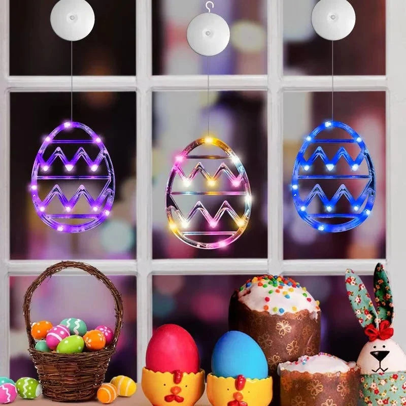 Easter Egg String Lights Battery Powered Suction Cup Mount