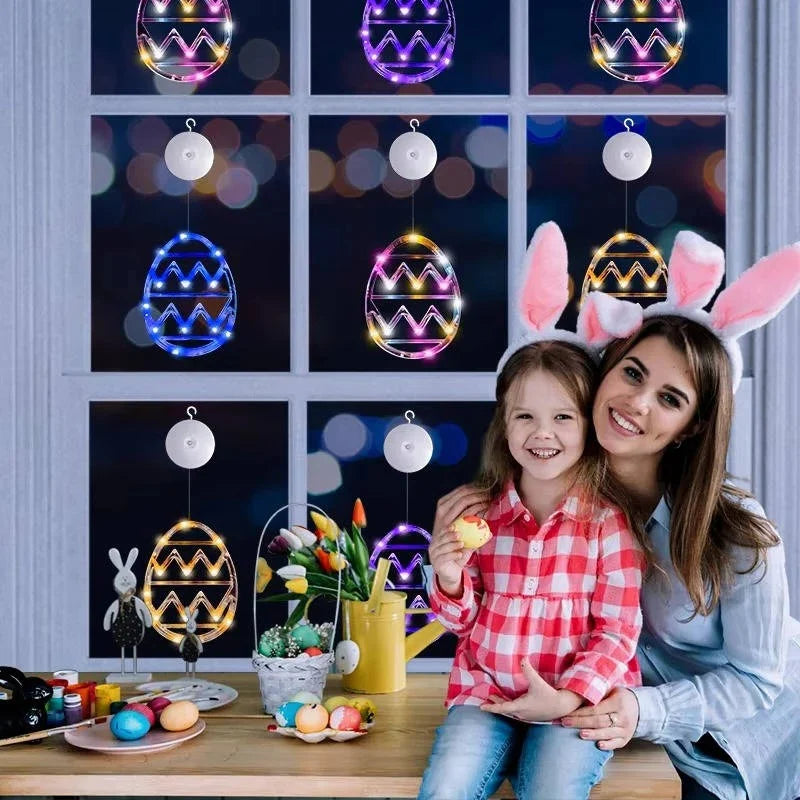Easter Egg String Lights Battery Powered Suction Cup Mount