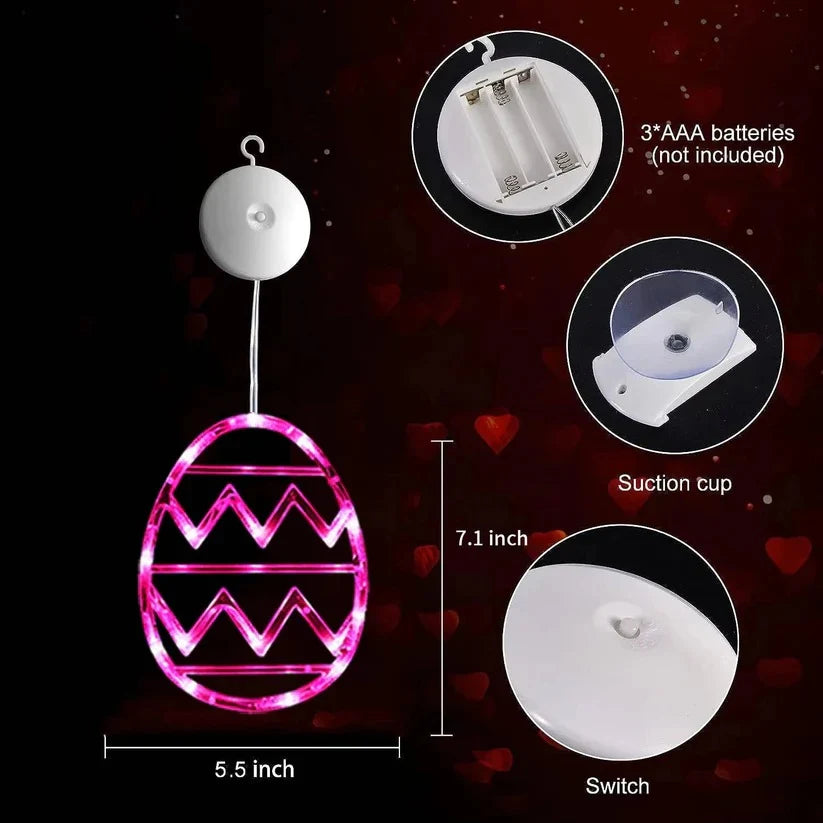 Easter Egg String Lights Battery Powered Suction Cup Mount