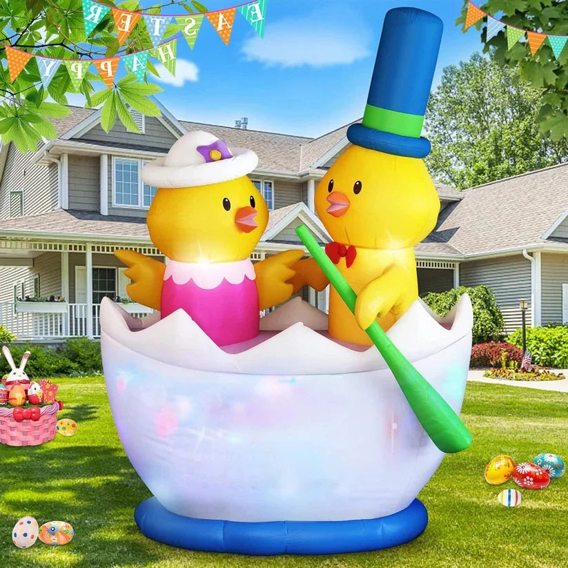 Easter Yard Inflatable 6 Foot Self-Inflating Color-Changing LEDs