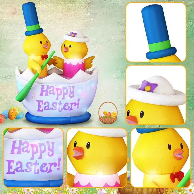 Easter Yard Inflatable 6 Foot Self-Inflating Color-Changing LEDs