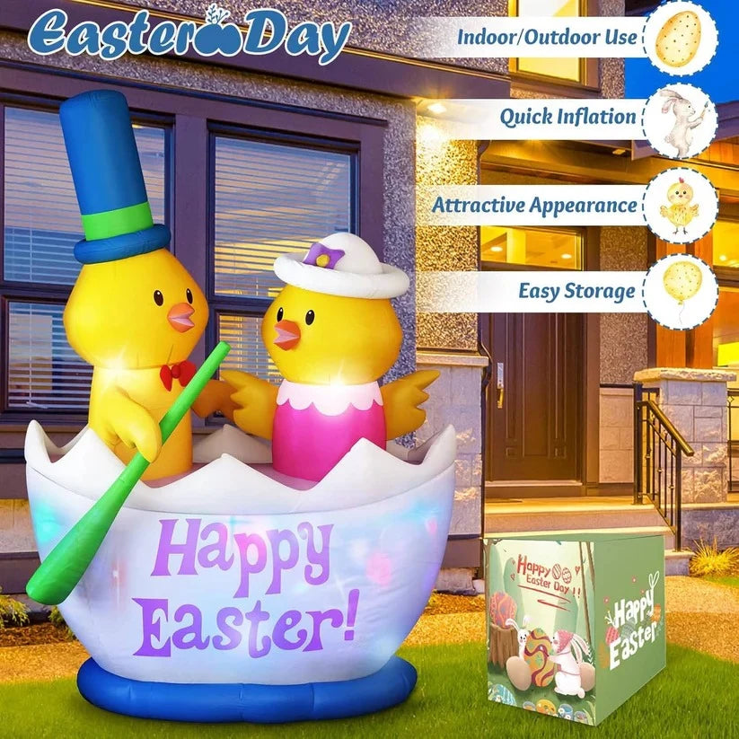 Easter Yard Inflatable 6 Foot Self-Inflating Color-Changing LEDs