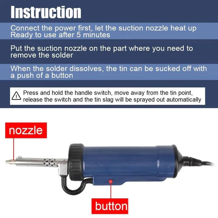 Electric Desoldering Tool One-Handed Trigger & Three Nozzles