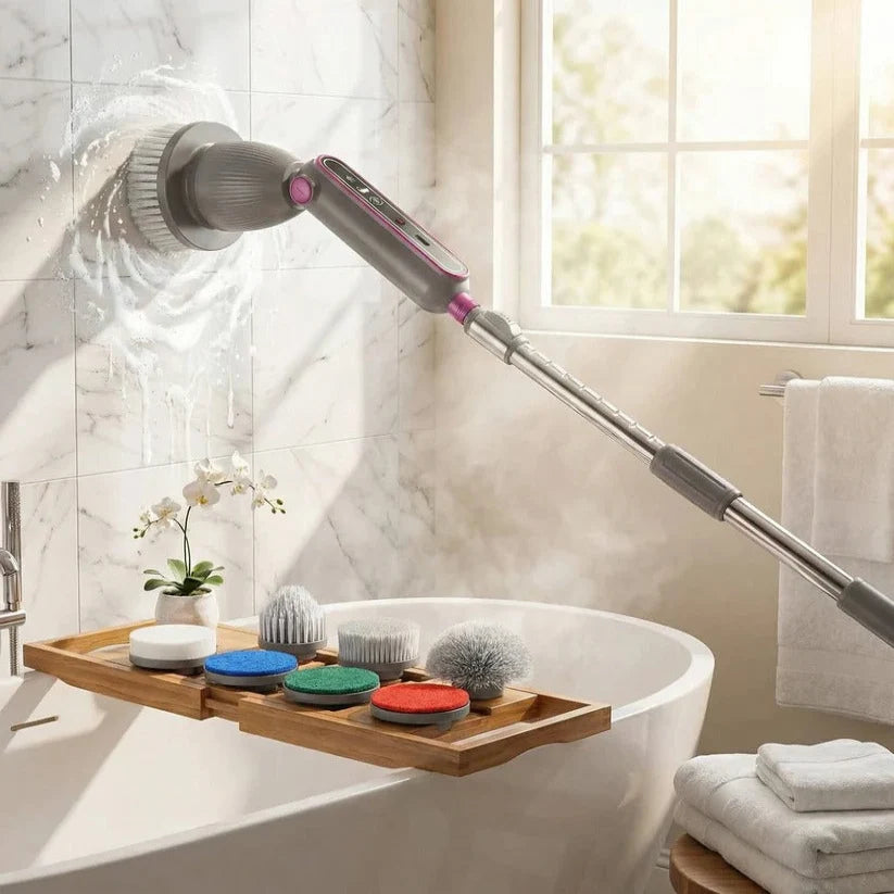 Electric Spin Scrubber Adjustable Handle Two-Speed Motor 120-Minute Battery