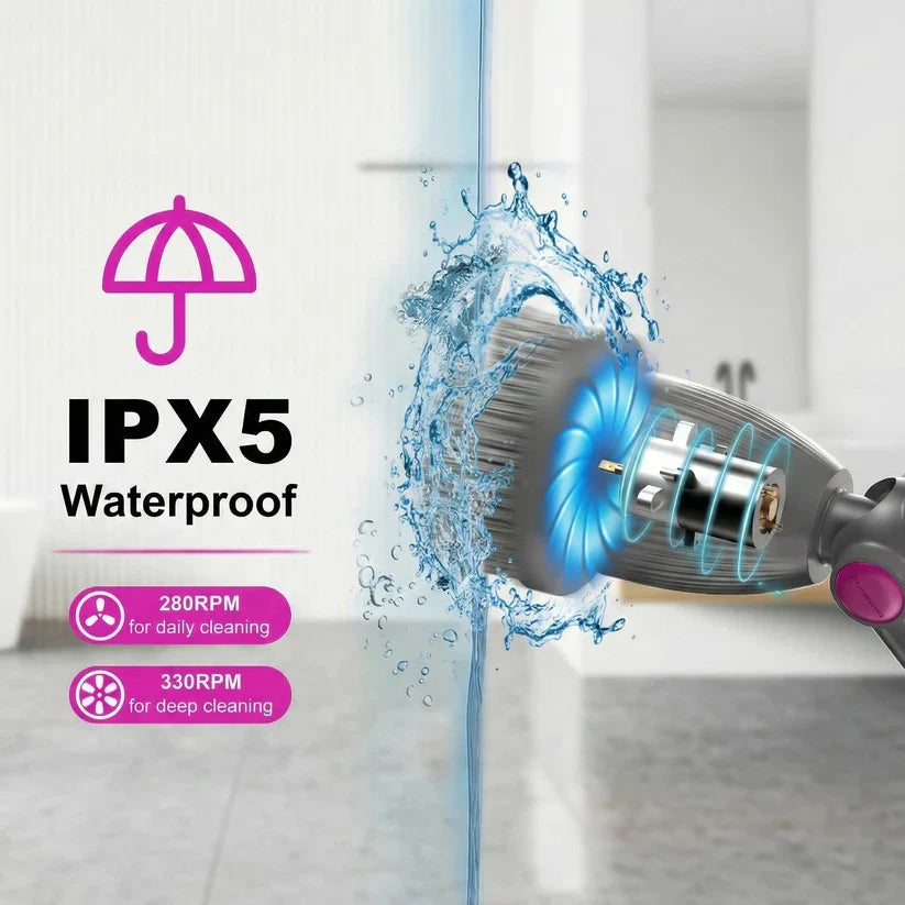 Electric Spin Scrubber Adjustable Handle Two-Speed Motor 120-Minute Battery