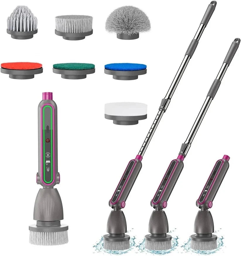 Electric Spin Scrubber Adjustable Handle Two-Speed Motor 120-Minute Battery