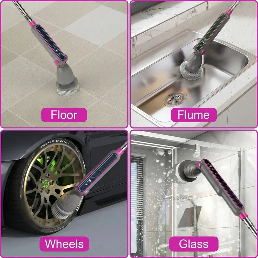 Electric Spin Scrubber Adjustable Handle Two-Speed Motor 120-Minute Battery