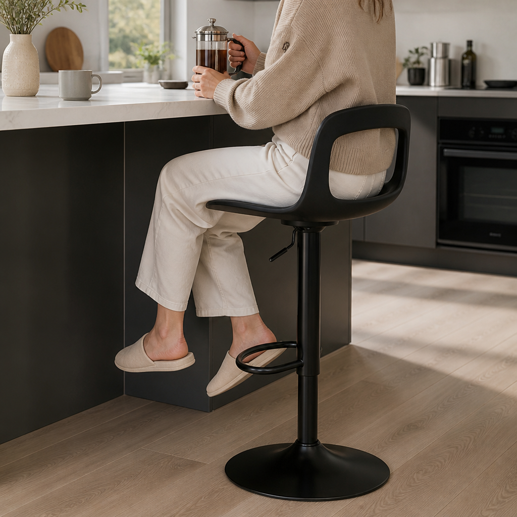 Ergonomic Adjustable-Height Metal Bar Stool