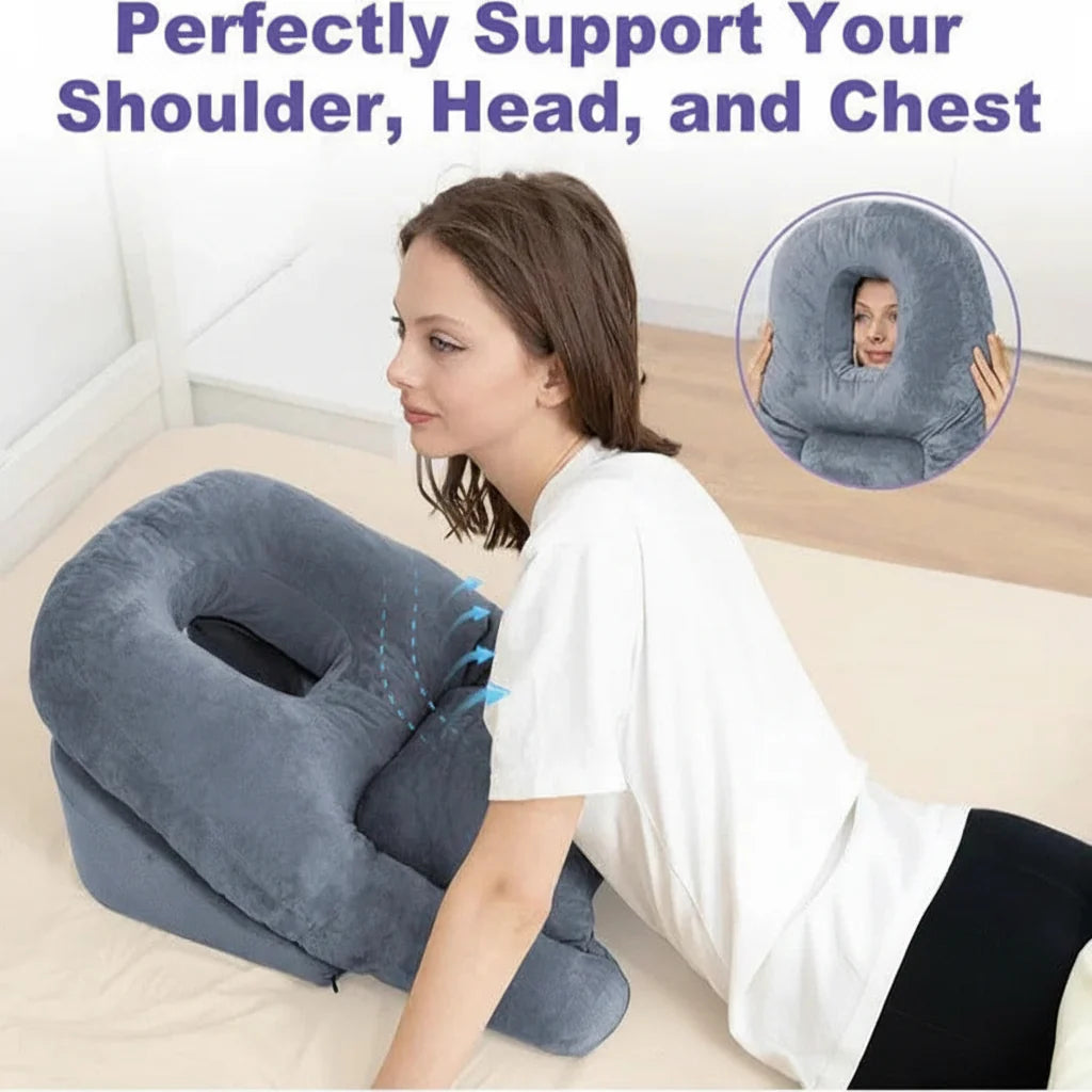 Face Down Pillow Contoured Oval Shredded Memory Foam