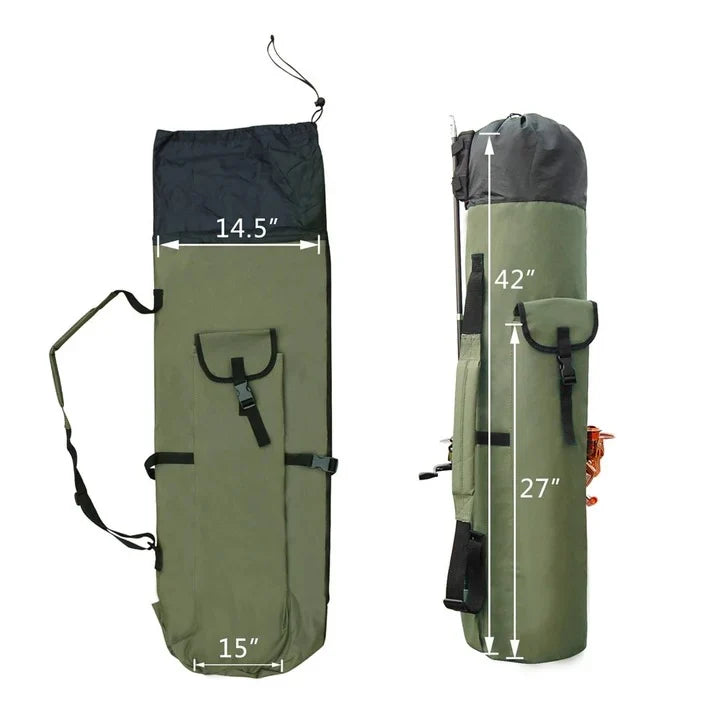 Fishing Rod & Tackle Bag Water-Resistant Collapsible Padded Strap