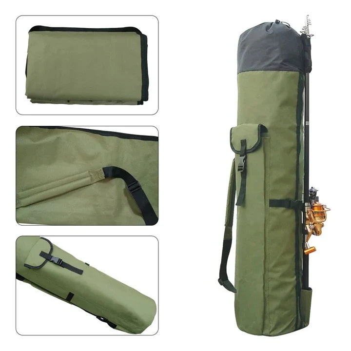 Fishing Rod & Tackle Bag Water-Resistant Collapsible Padded Strap