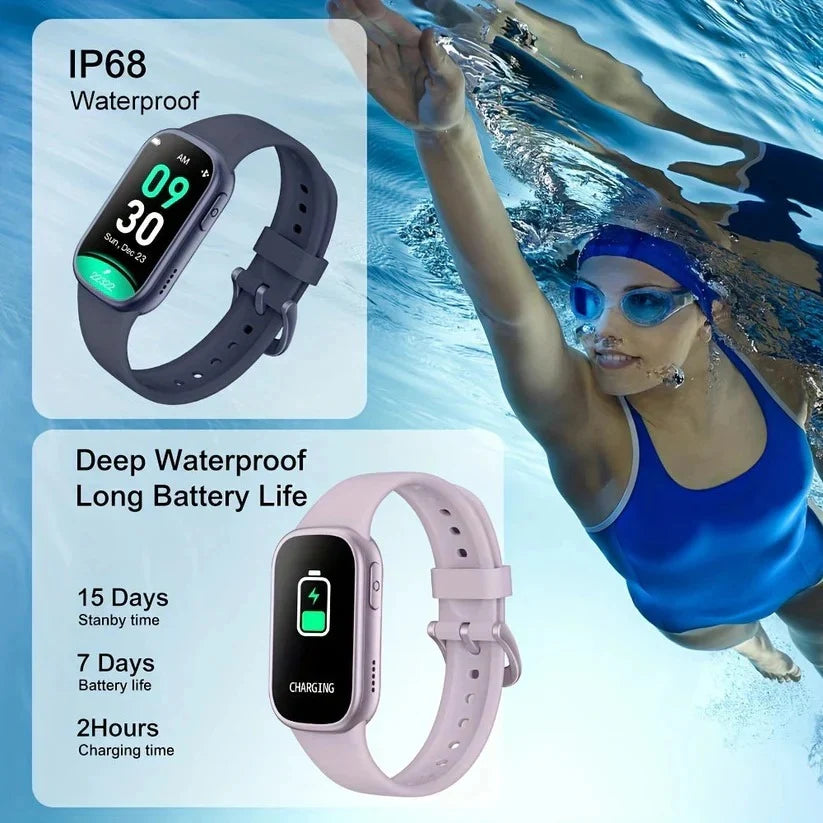 Fitness Smartwatch IP68 Water-Resistant Magnetic Charging 7-Day Battery