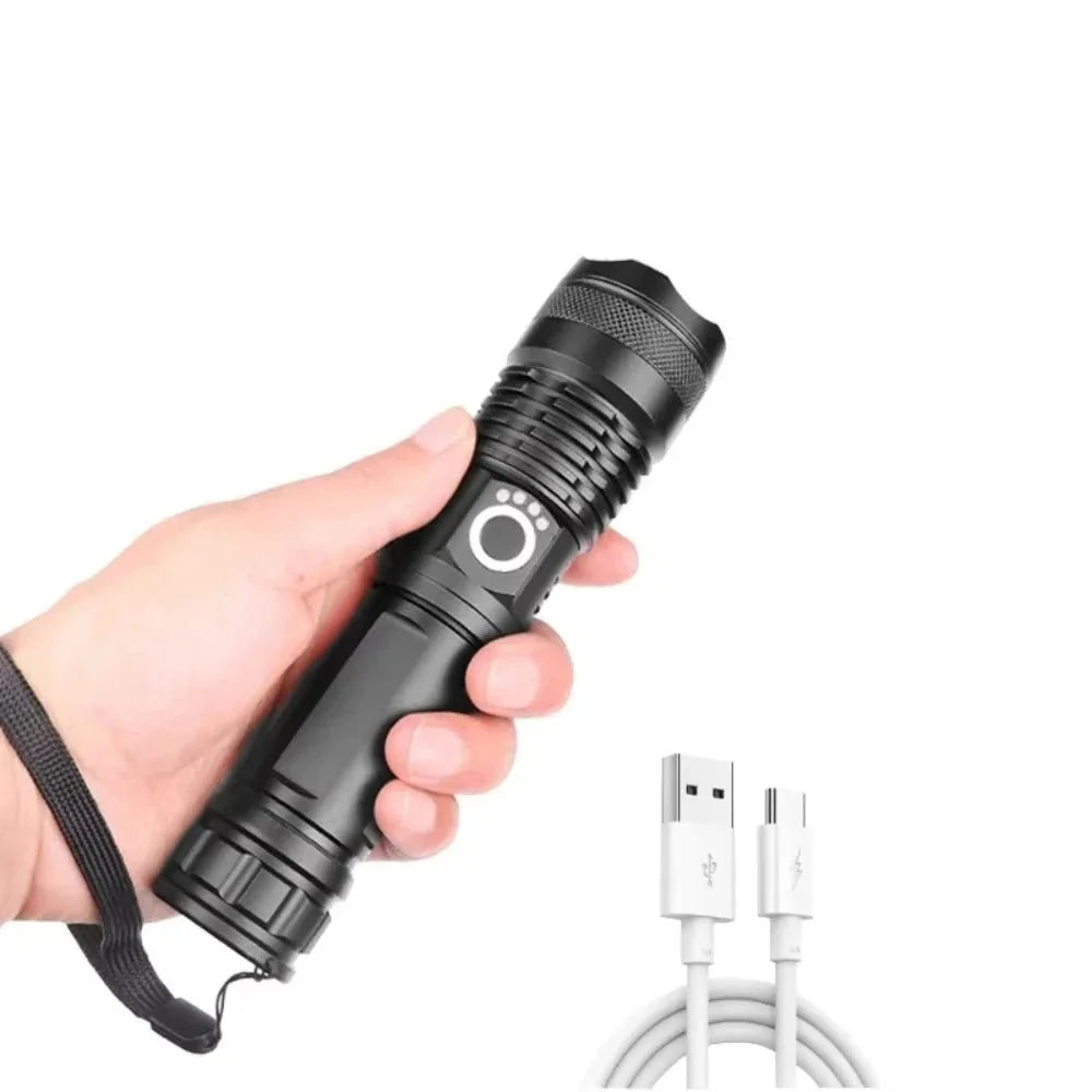 Flashlight Zoomable Flood-to-Spot USB Rechargeable