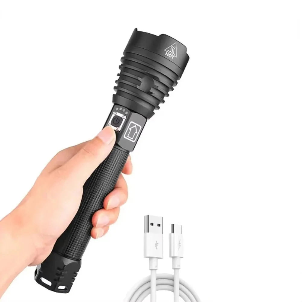 Flashlight Zoomable Flood-to-Spot USB Rechargeable
