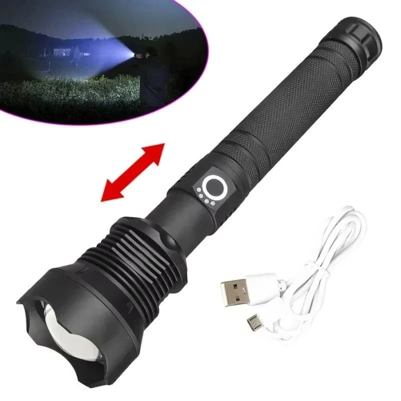 Flashlight Zoomable Flood-to-Spot USB Rechargeable
