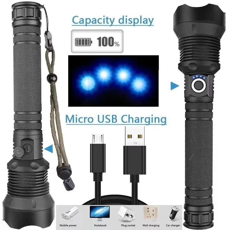Flashlight Zoomable Flood-to-Spot USB Rechargeable