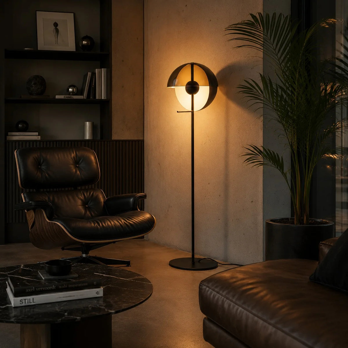 Floor Lamp Adjustable Dual-Hemisphere Shade Iron & Acrylic