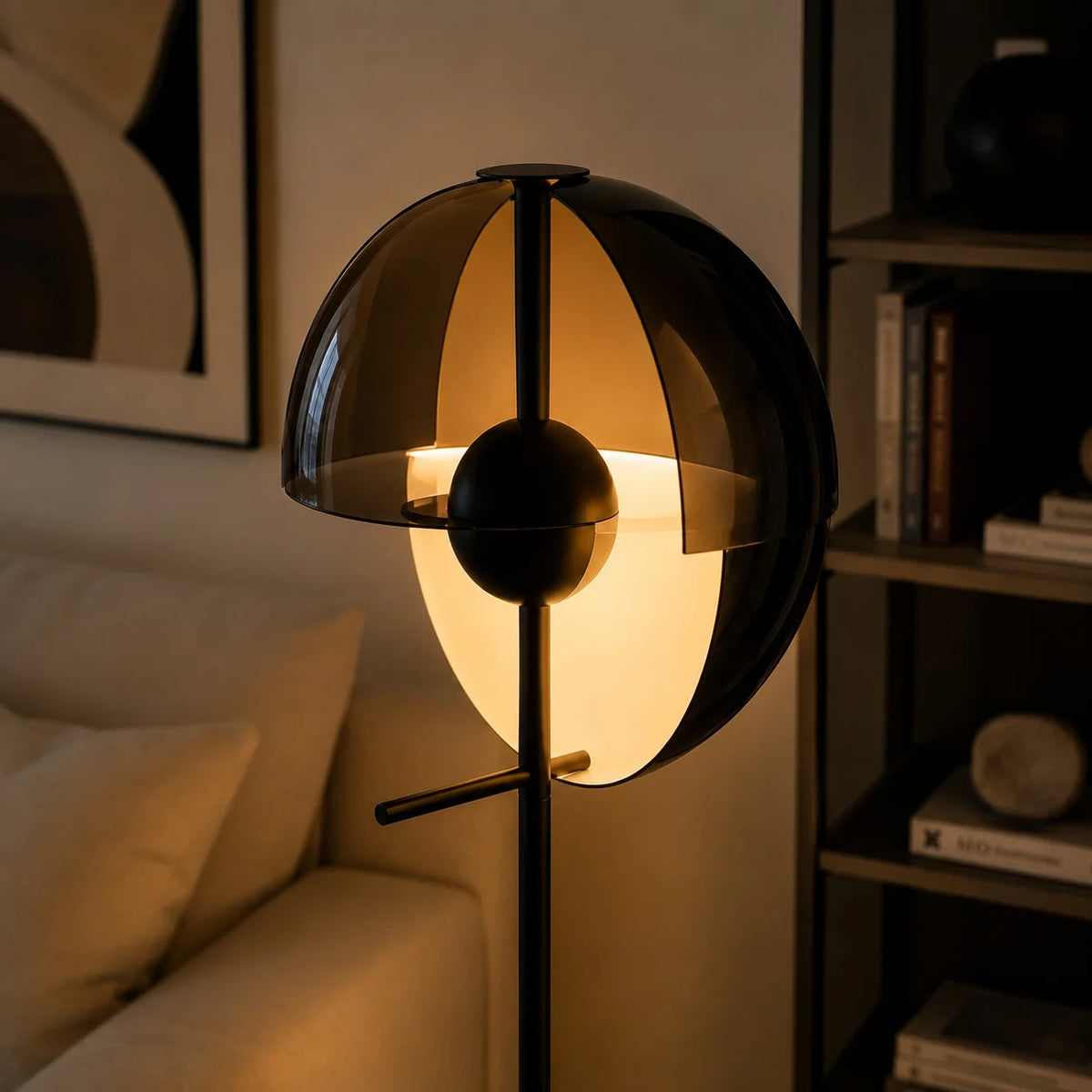 Floor Lamp Adjustable Dual-Hemisphere Shade Iron & Acrylic