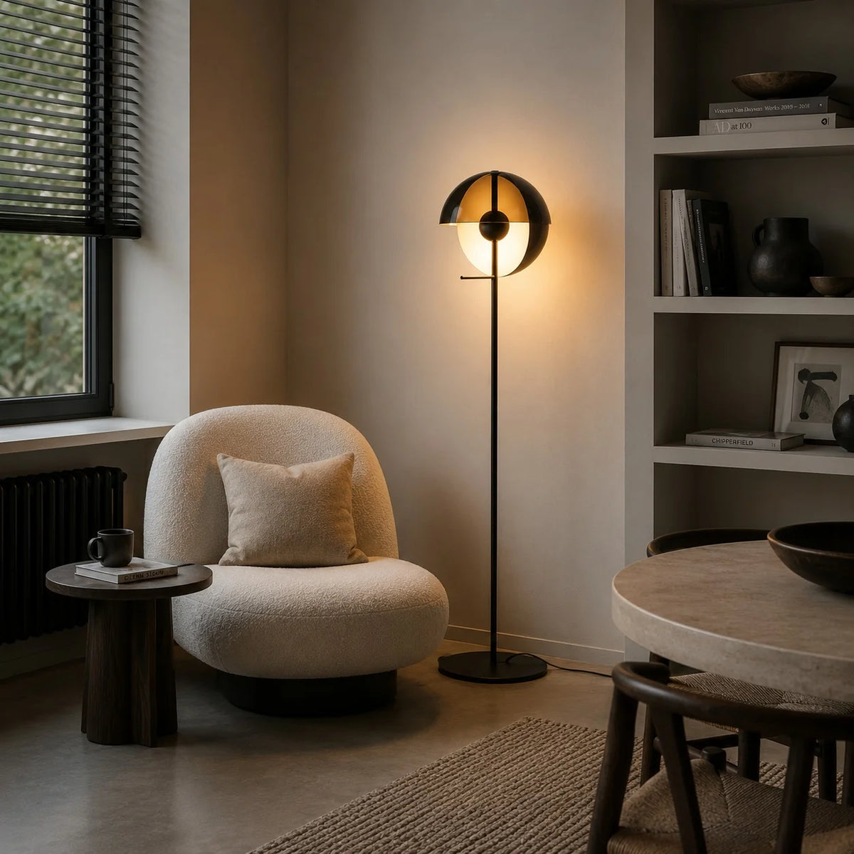 Floor Lamp Adjustable Dual-Hemisphere Shade Iron & Acrylic