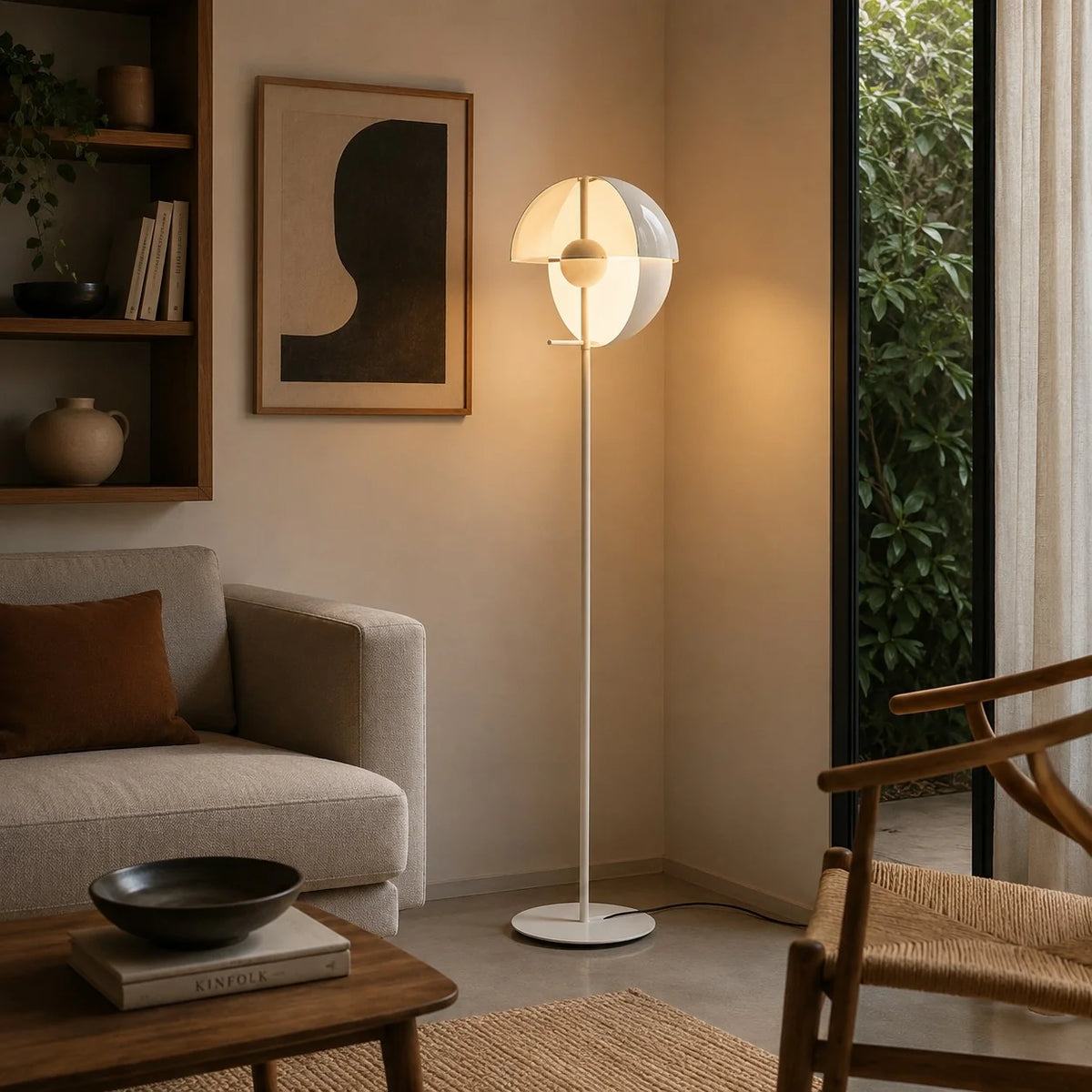 Floor Lamp Adjustable Dual-Hemisphere Shade Iron & Acrylic