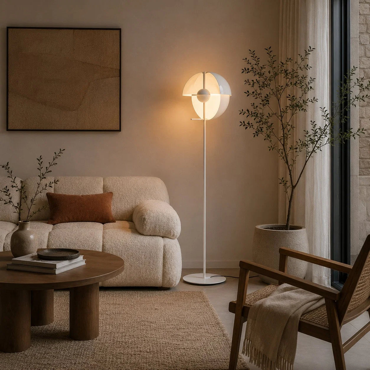 Floor Lamp Adjustable Dual-Hemisphere Shade Iron & Acrylic