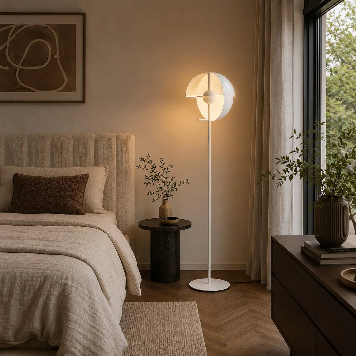 Floor Lamp Adjustable Dual-Hemisphere Shade Iron & Acrylic