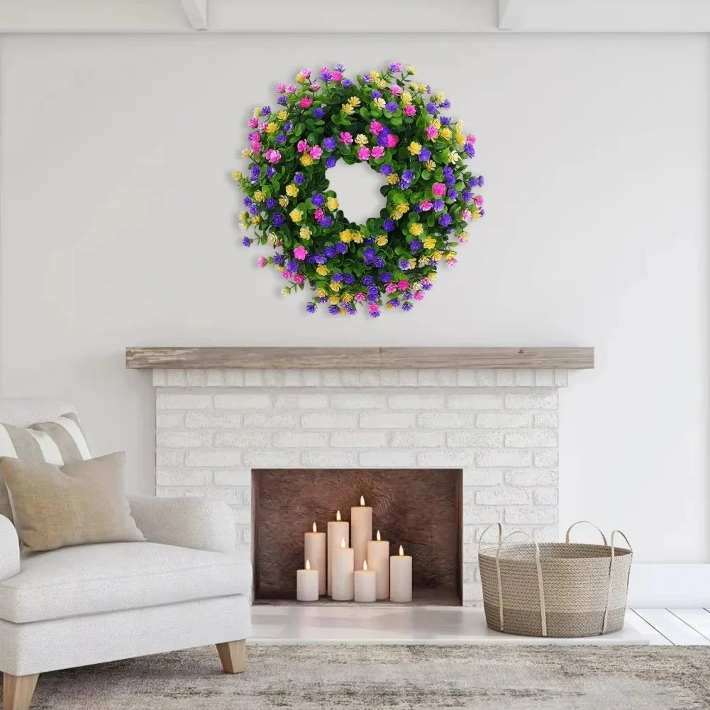 Floral Wreath Lifelike Silk 16 Inch