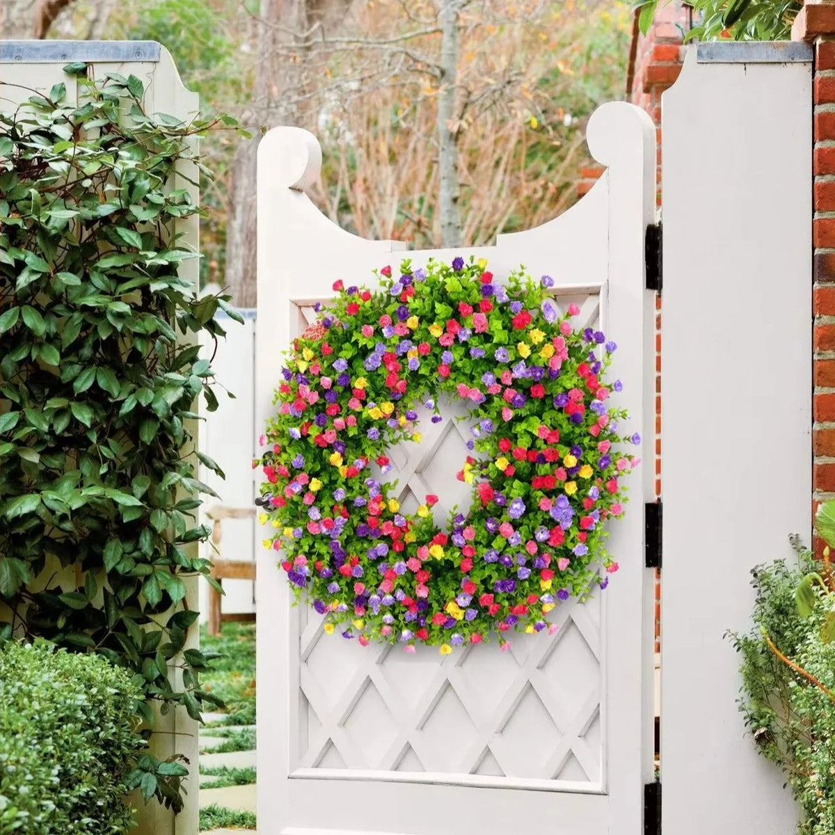 Floral Wreath Lifelike Silk 16 Inch